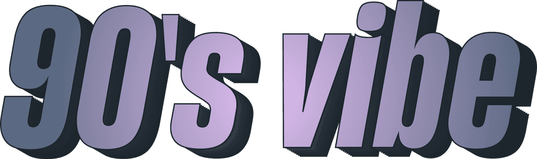 Transparent 90's Vibe Text with Purple Gradient and Shadow