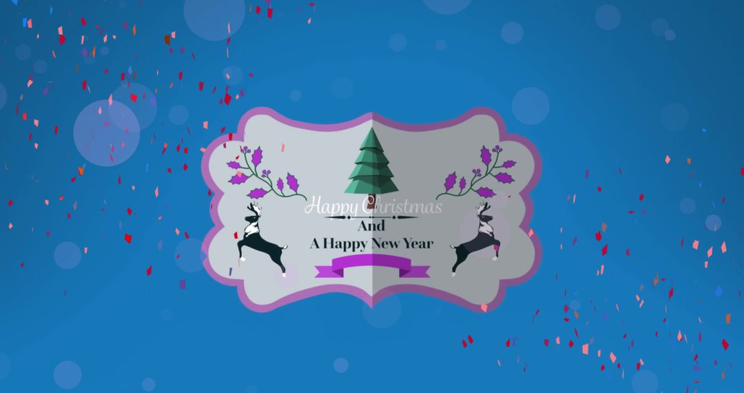 Festive Christmas Illustration with Deer and Pine Tree