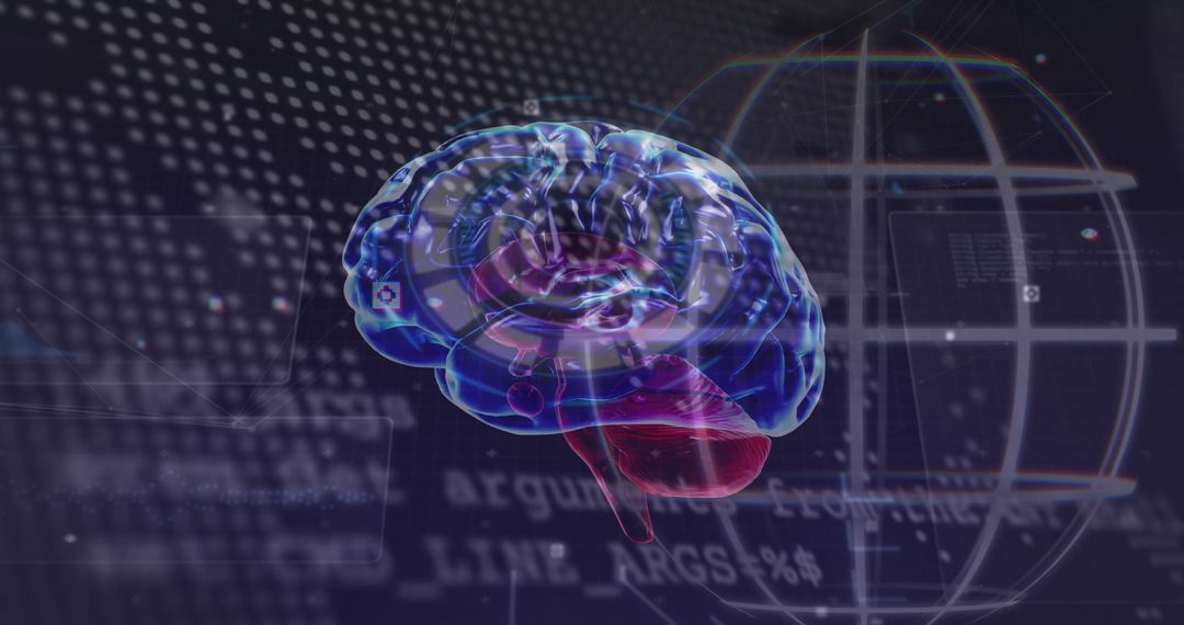Futuristic Digital Brain Emerging From Data Grid