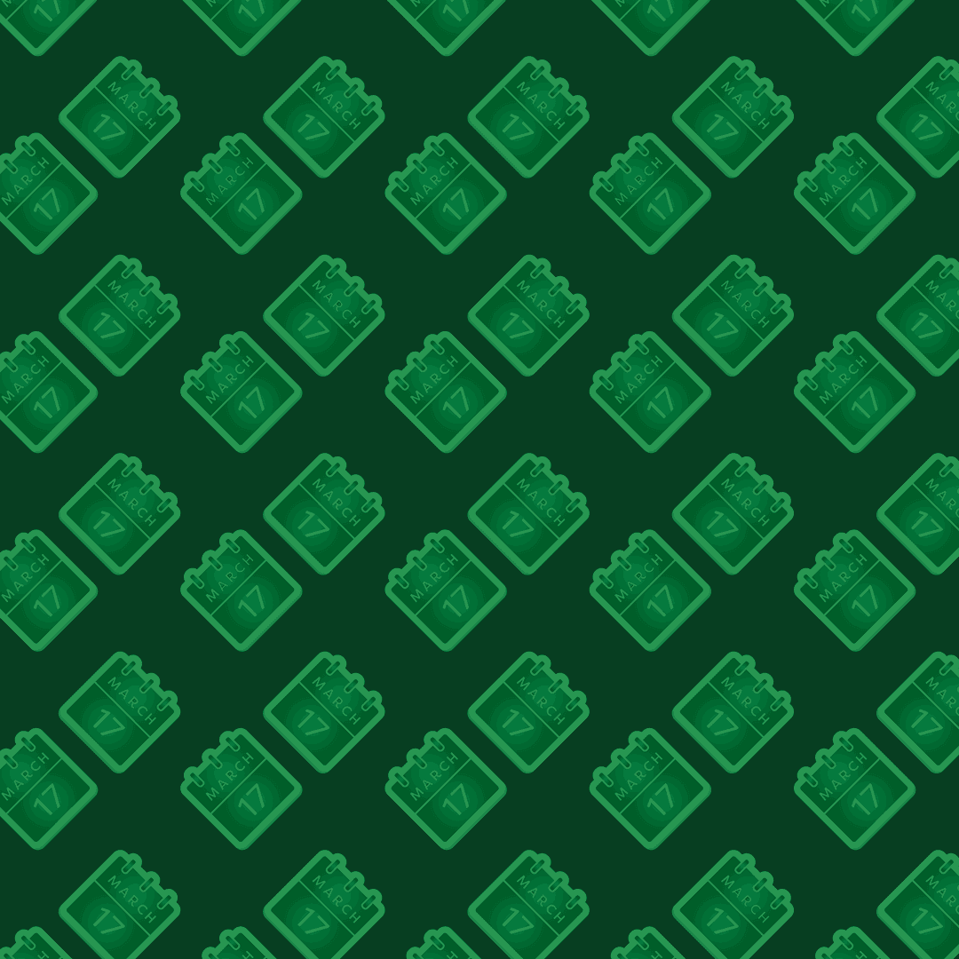 Green March 17 Pattern on Transparent Background