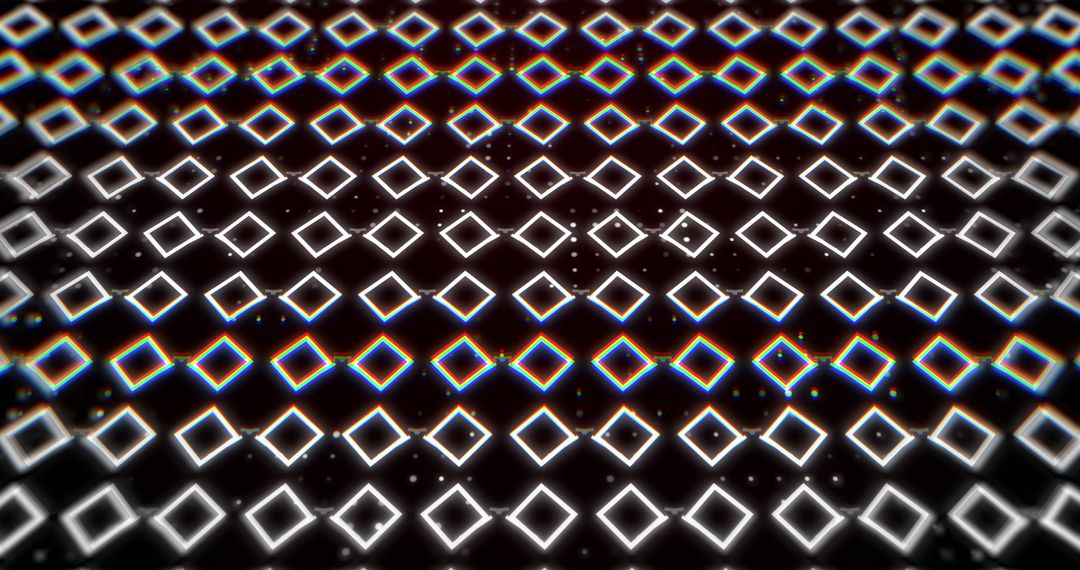 Rotating Neon Squares Pattern on Black Background