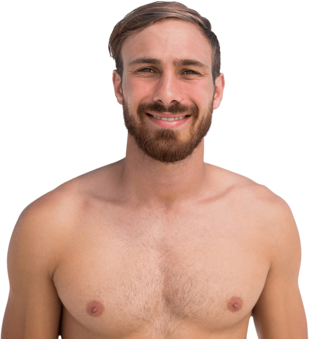 Transparent Portrait of Smiling Shirtless Young Man