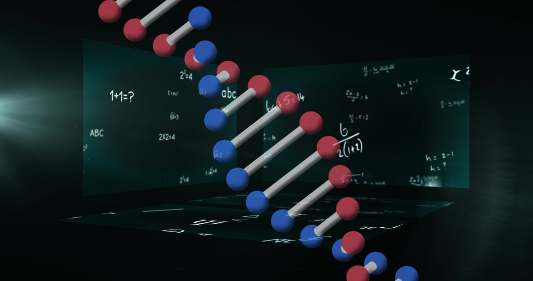 DNA Helix Spinning Over Virtual Equation Screens
