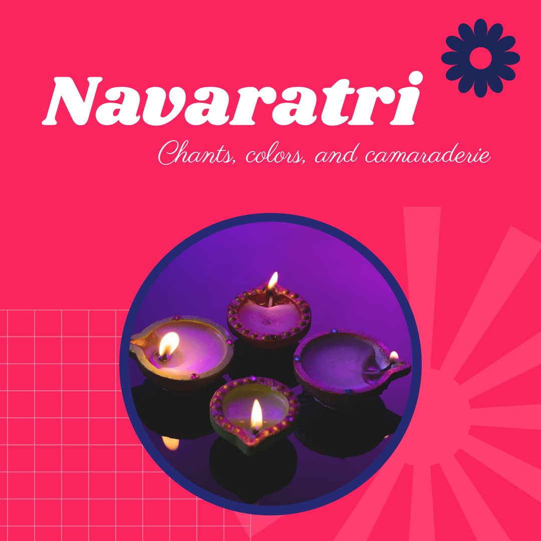 Navaratri Celebration with Burning Diyas on Pink Background - Download Free Stock Templates Pikwizard.com