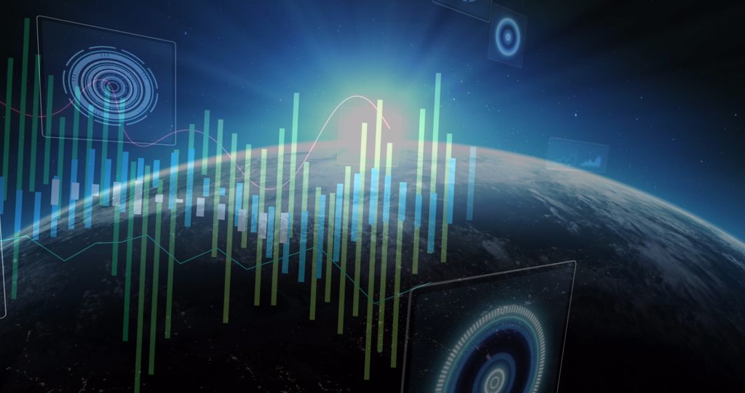 Digital Financial Data Flowing Over Global Horizon