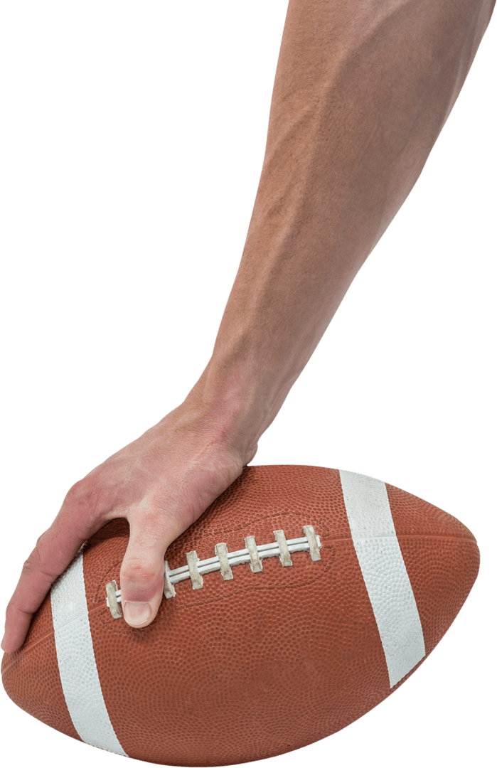 Transparent Arm Gripping American Football Matching White Lines