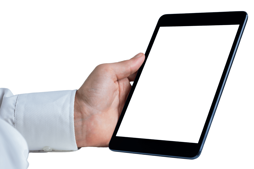 Hand Holding Tablet With Transparent Background PNG