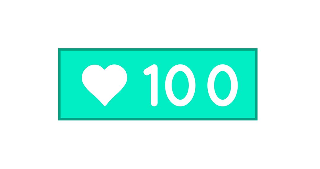 Social Media Like Counter Icon Displaying 100 Likes