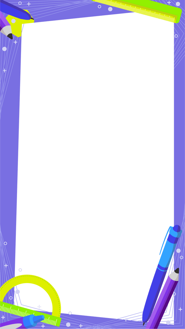 Transparent Stationery Frame with School Supplies and Copy Space