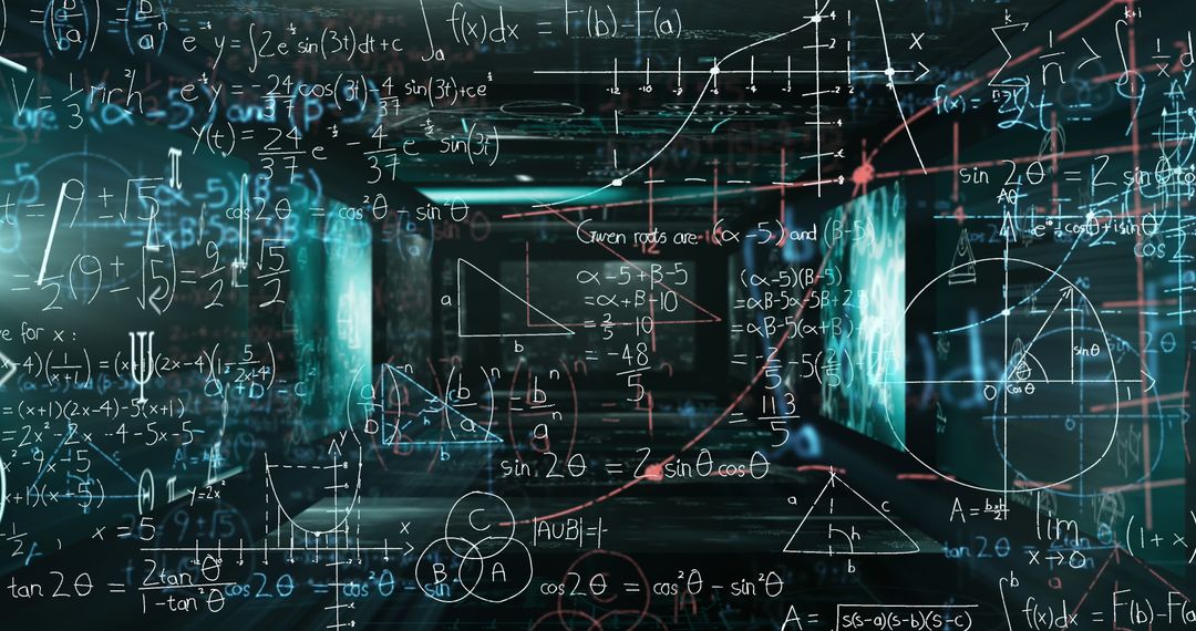 Abstract Digital Interface with Mathematical Equations