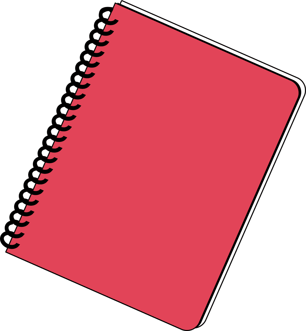 Red Spiral Notebook with Transparent Background Design