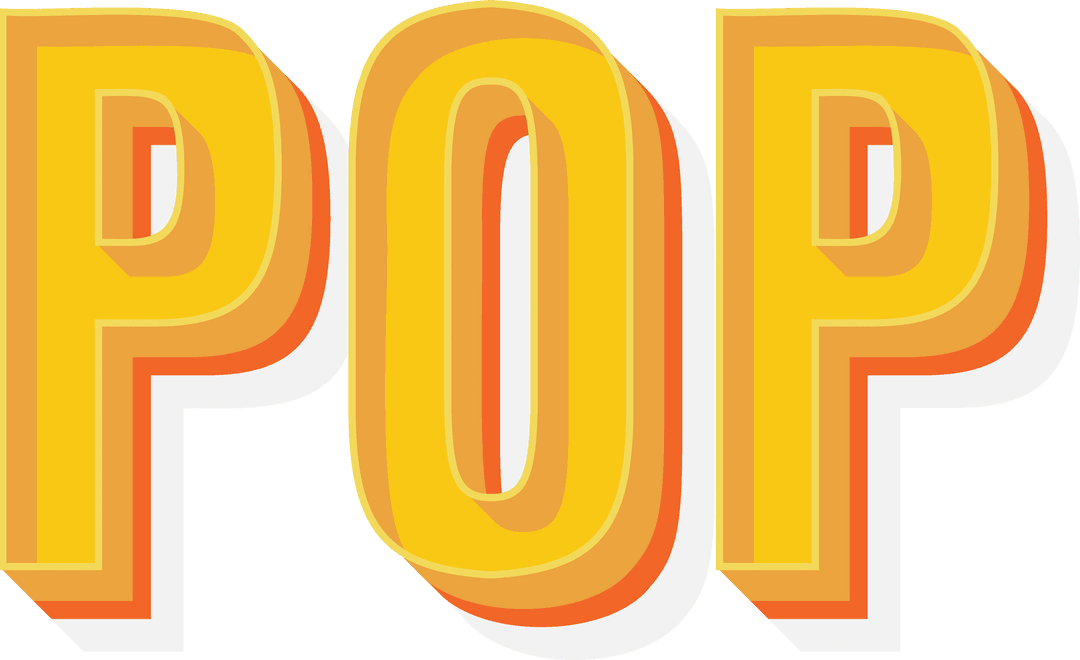 Vibrant Yellow Pop Text Illustration on Transparent Background