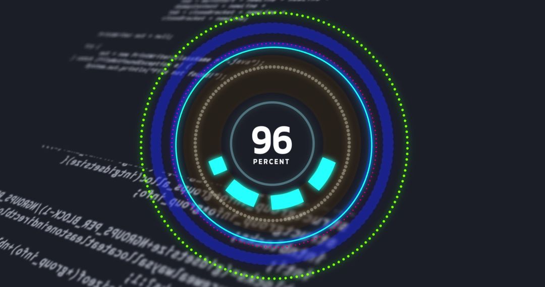 Futuristic Data Processing Interface with Progress Circle