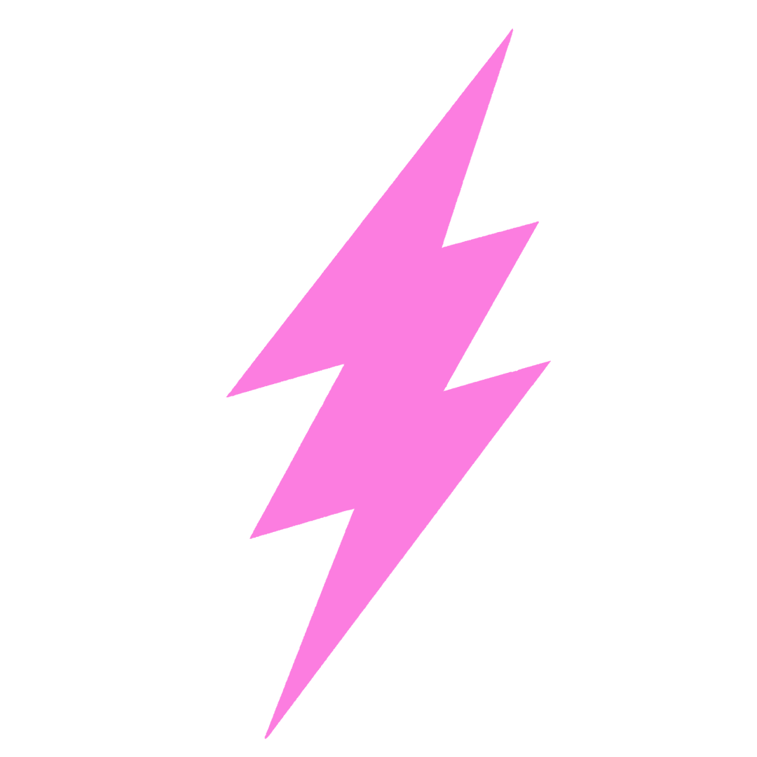 Pink Lightning Bolt Graphic on Transparent Background