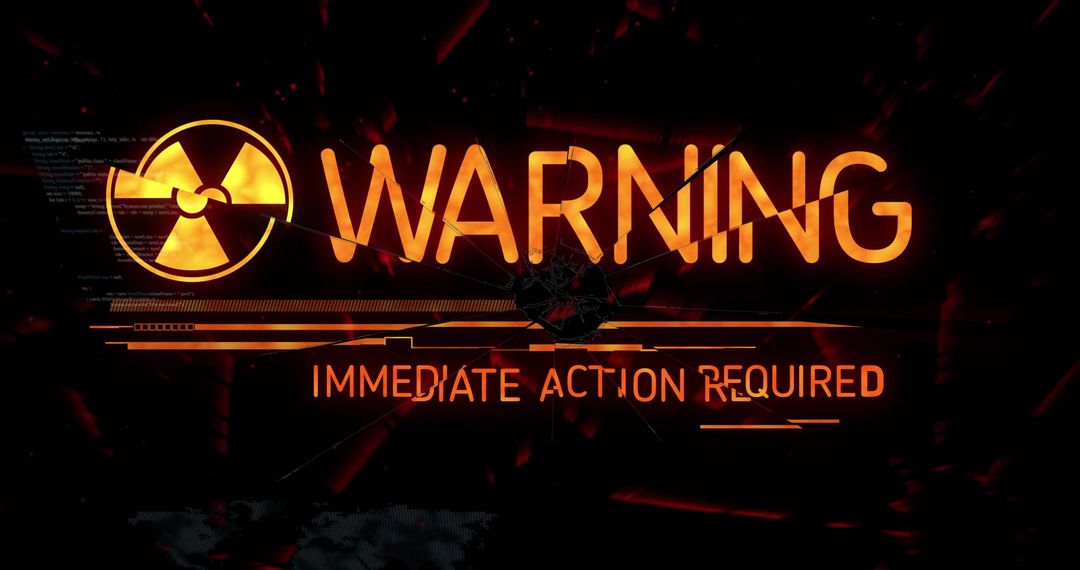 Warning Alert with Cybersecurity Disruption Graphics