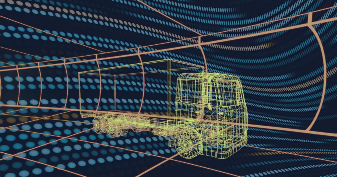 Wireframe Truck Illustration with Digital Effects