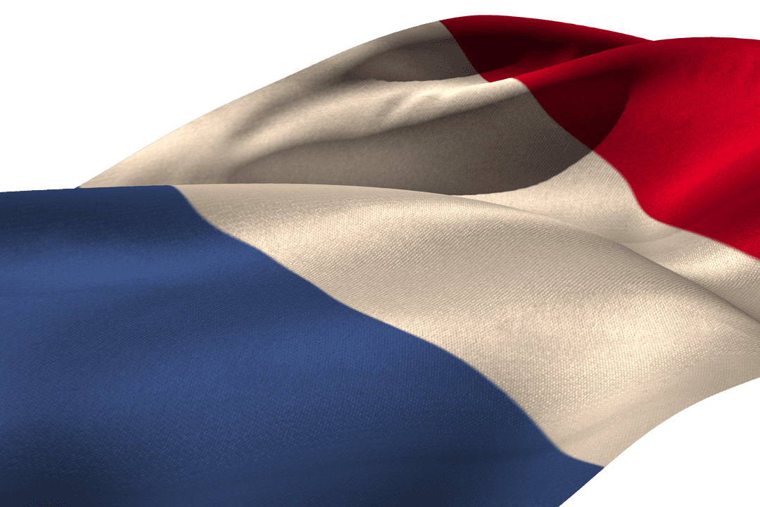 Waving French Flag with Transparent Background Half Mast