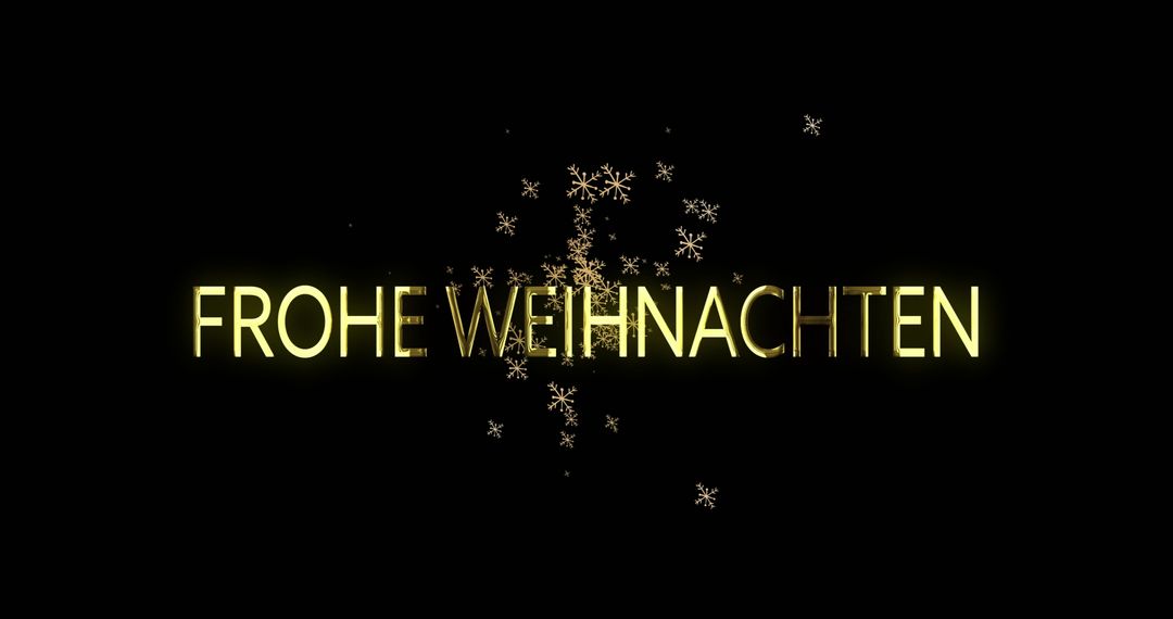 Festive Text 'Frohe Weihnachten' with Golden Snowflakes