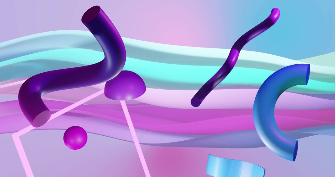 Vibrant Abstract Shapes on Multicolored Waving Layers