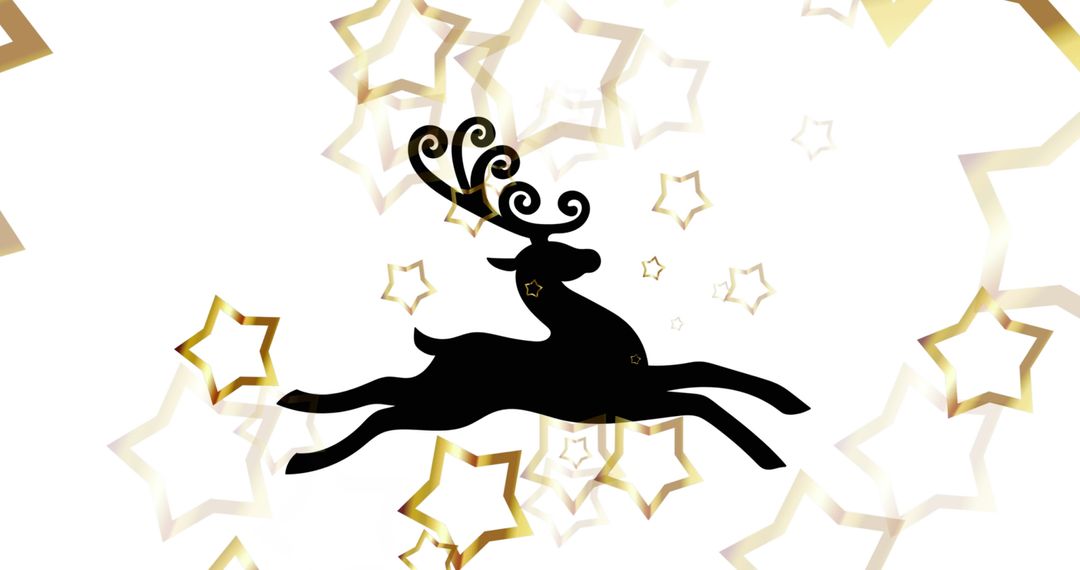 Stylized Flying Reindeer with Gold Star Accents