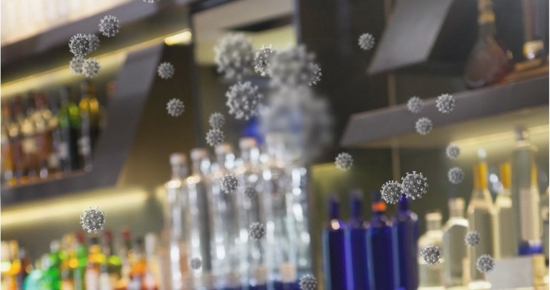 Virus Cells Floating in Modern Laboratory Environment