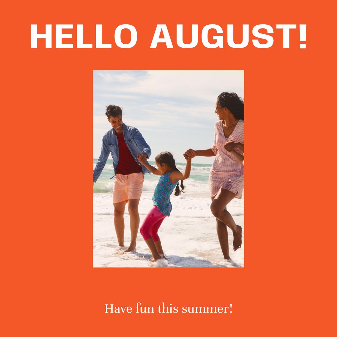 Happy Family Enjoying a Beach Day in August