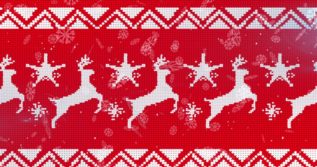 Festive Reindeer and Snowflakes Christmas Pattern on Red