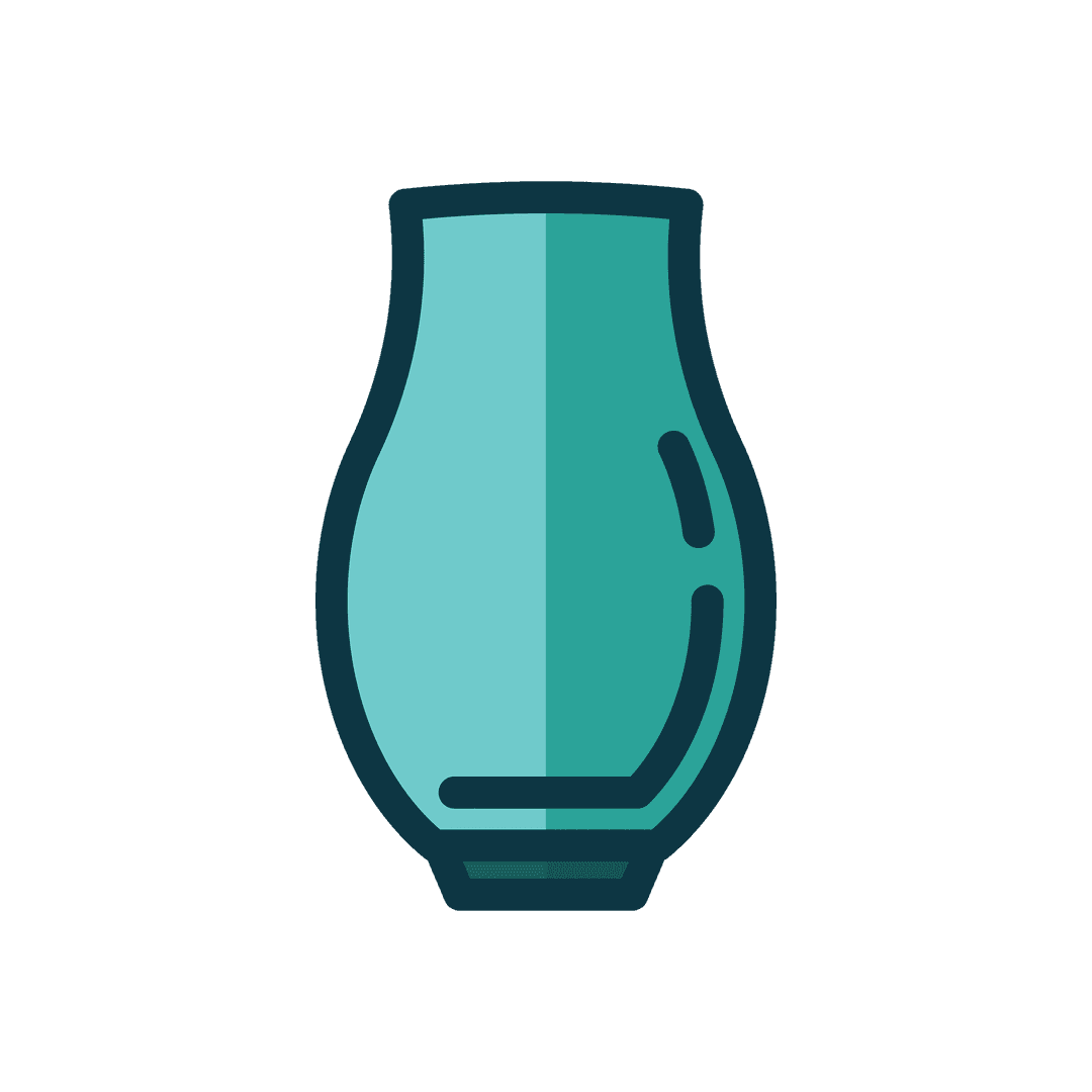 Transparent Green Vase Vector with Outline Pattern on Transparent Background