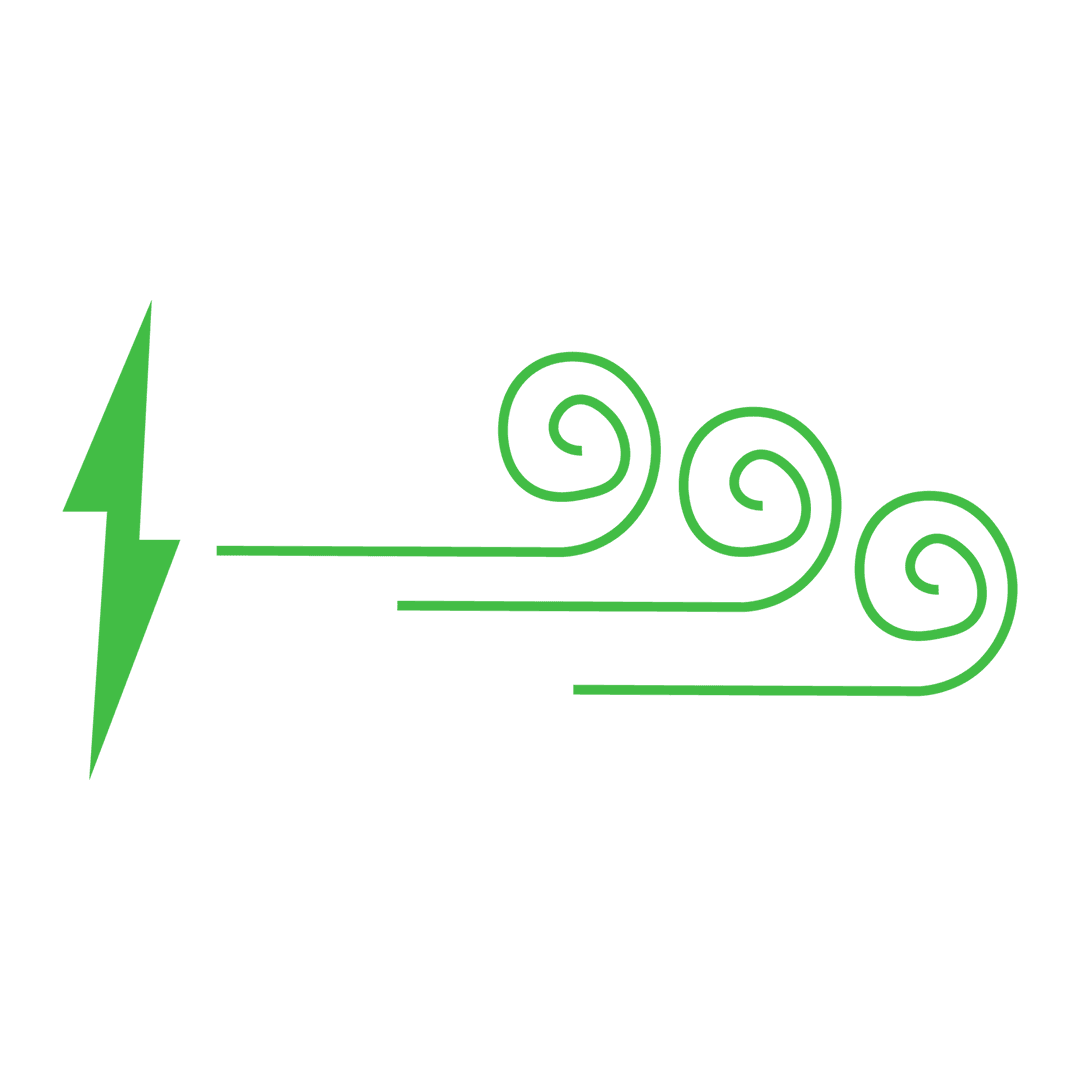 Green Abstract Lightning and Swirl on Transparent Background