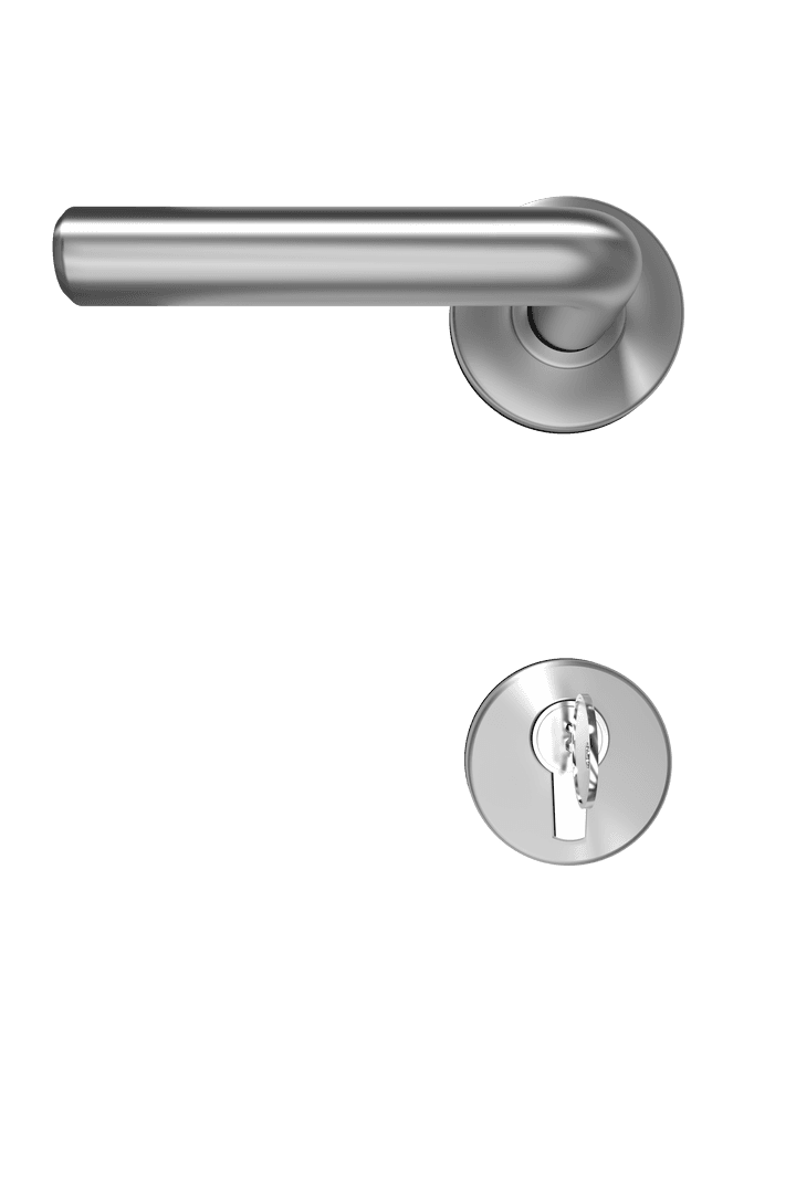 Low Angle Transparent Chrome Door Handle and Lock with Key