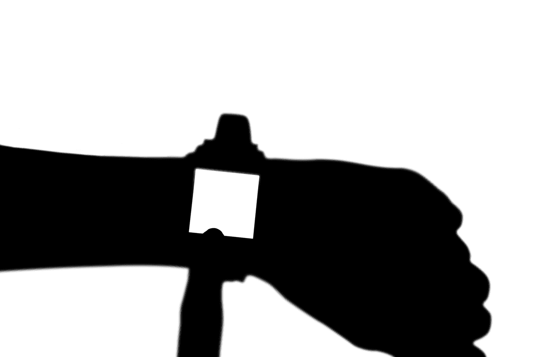 Digital Silhouette of Man With Smartwatch on Transparent Background