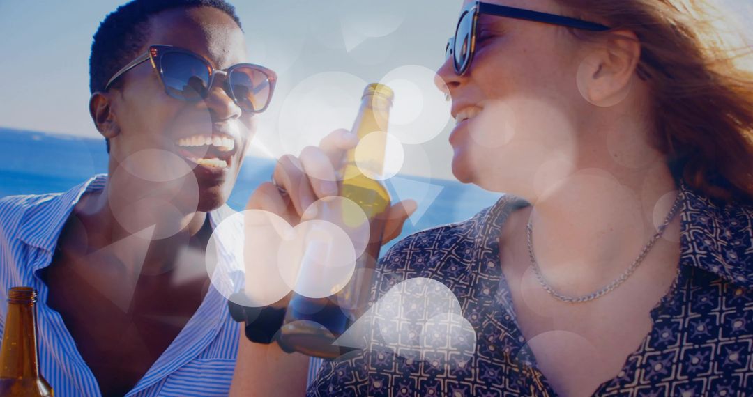 Friends Enjoying Drinks on Relaxing Boat Adventure at Sea