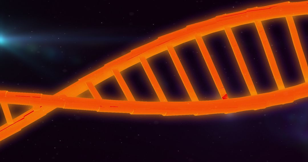 Orange DNA Strand on Dark Background Representing Genetic Science