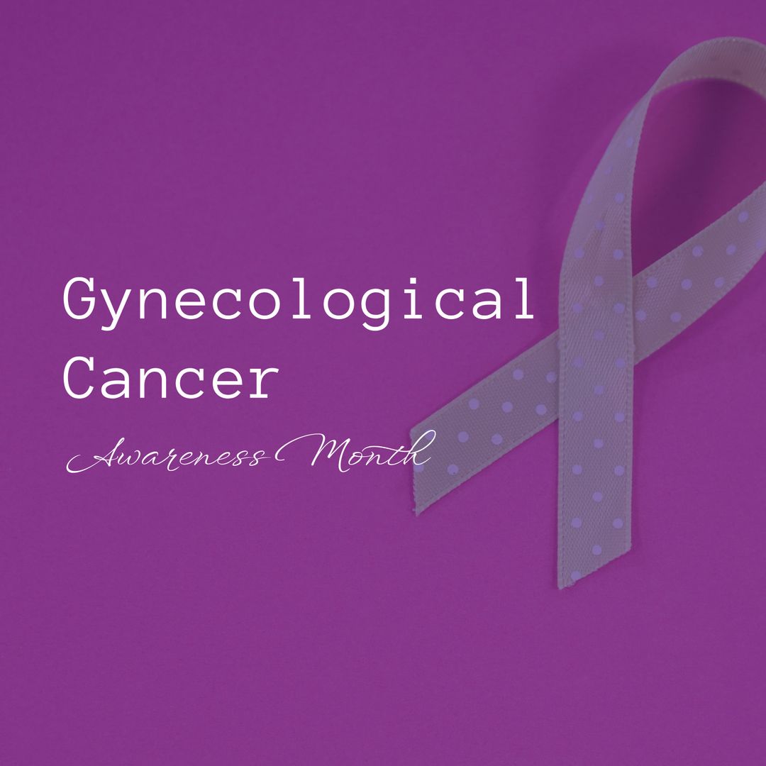 Gynecological Cancer Awareness Symbol with Ribbon on Purple