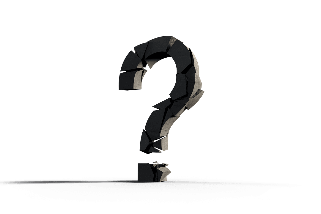 Cracked Question Mark Symbol on Transparent Background