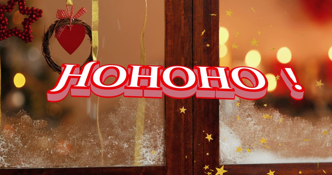 Festive HOHOHO Christmas Window Decoration with Falling Snow
