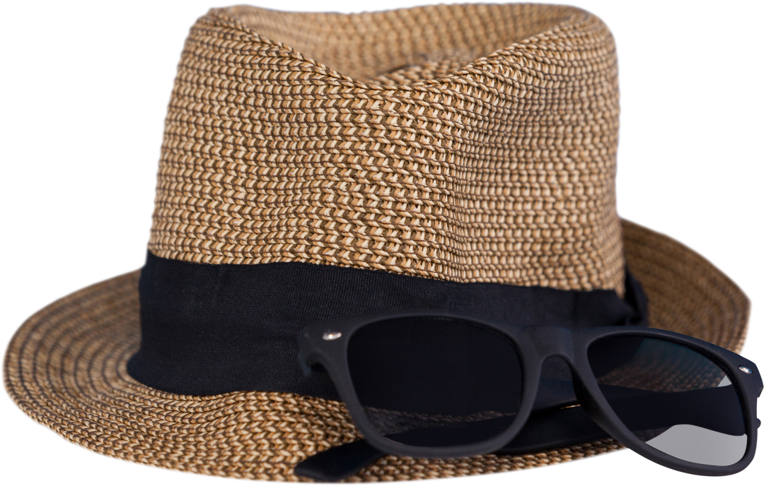 Classic Straw Fedora with Black Sunglasses on Transparent Background - Download Free Stock Images Pikwizard.com