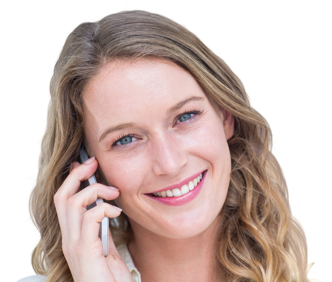 Transparent Background Smiling Woman Talking on Mobile Phone - Download Free Stock Images Pikwizard.com