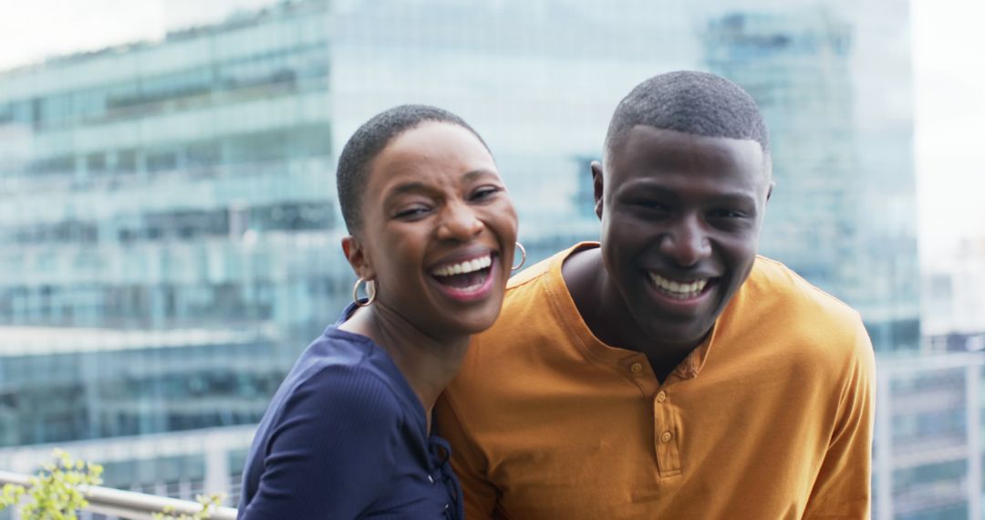 Smiling Black Couple Enjoying City View Together - Free Images, Stock Photos and Pictures on Pikwizard.com