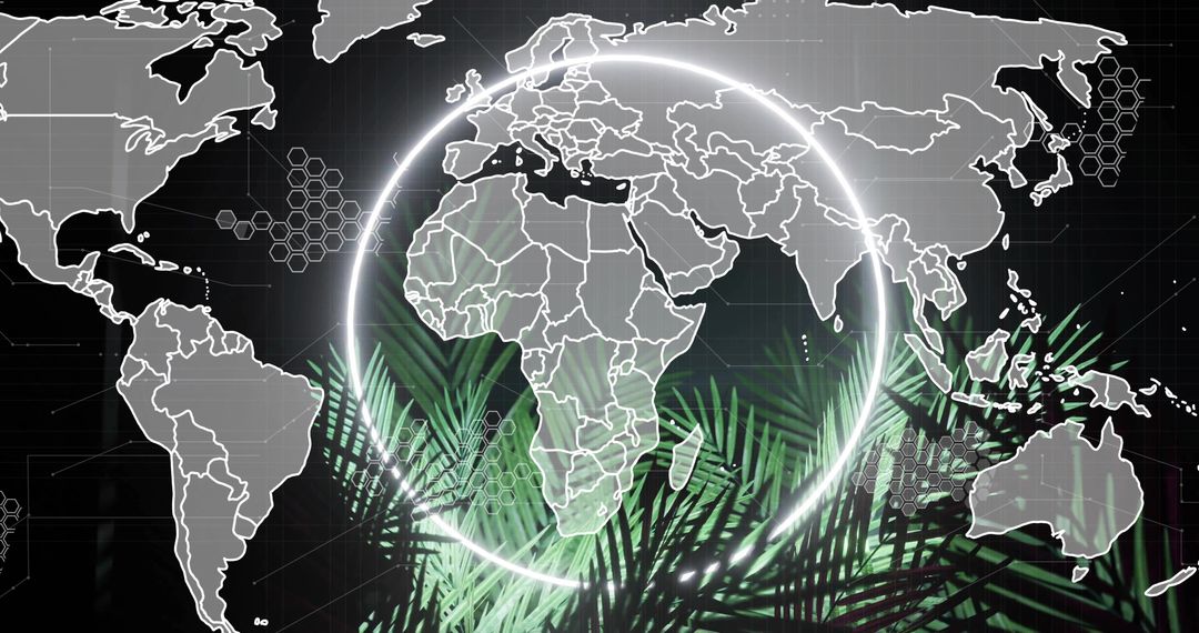 Futuristic World Map Visualization with Neon Elements