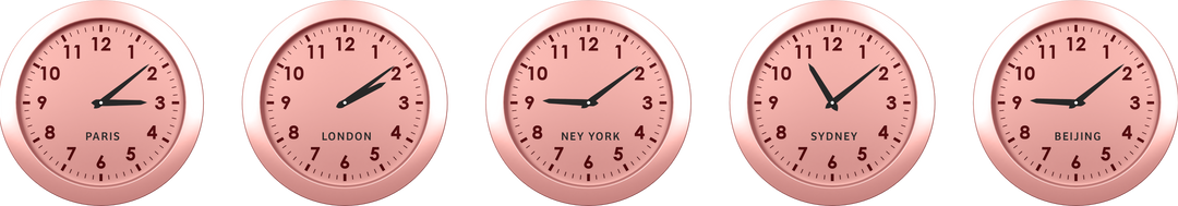 Transparent Vector of Pink Clocks for International Time Zones - Download Free Stock Images Pikwizard.com