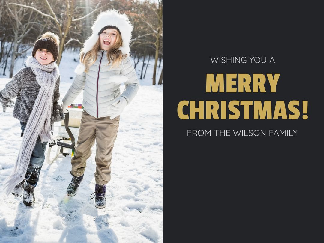 Joyful Kids Celebrating Christmas in Snow