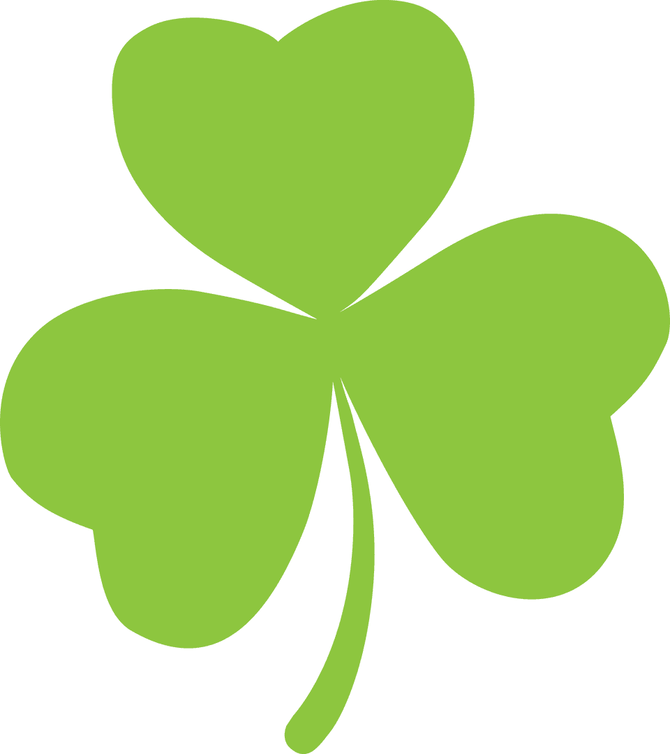 Green Three-Leaf Clover Illustration on Transparent Background