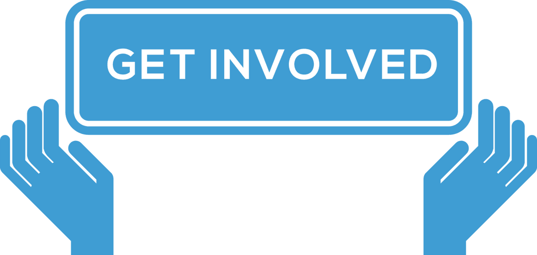 Transparent Blue Hands Supporting Get Involved Sign