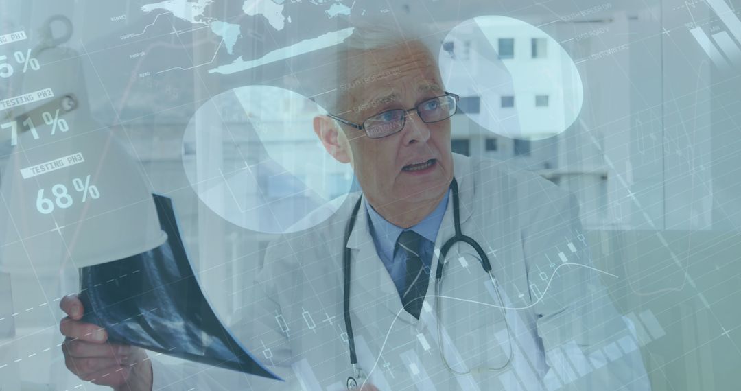 Doctor Analyzing X-ray with Futuristic Technology Interface