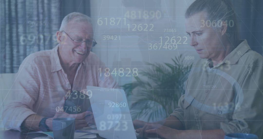 Senior Couple Engaging with Technology and Data