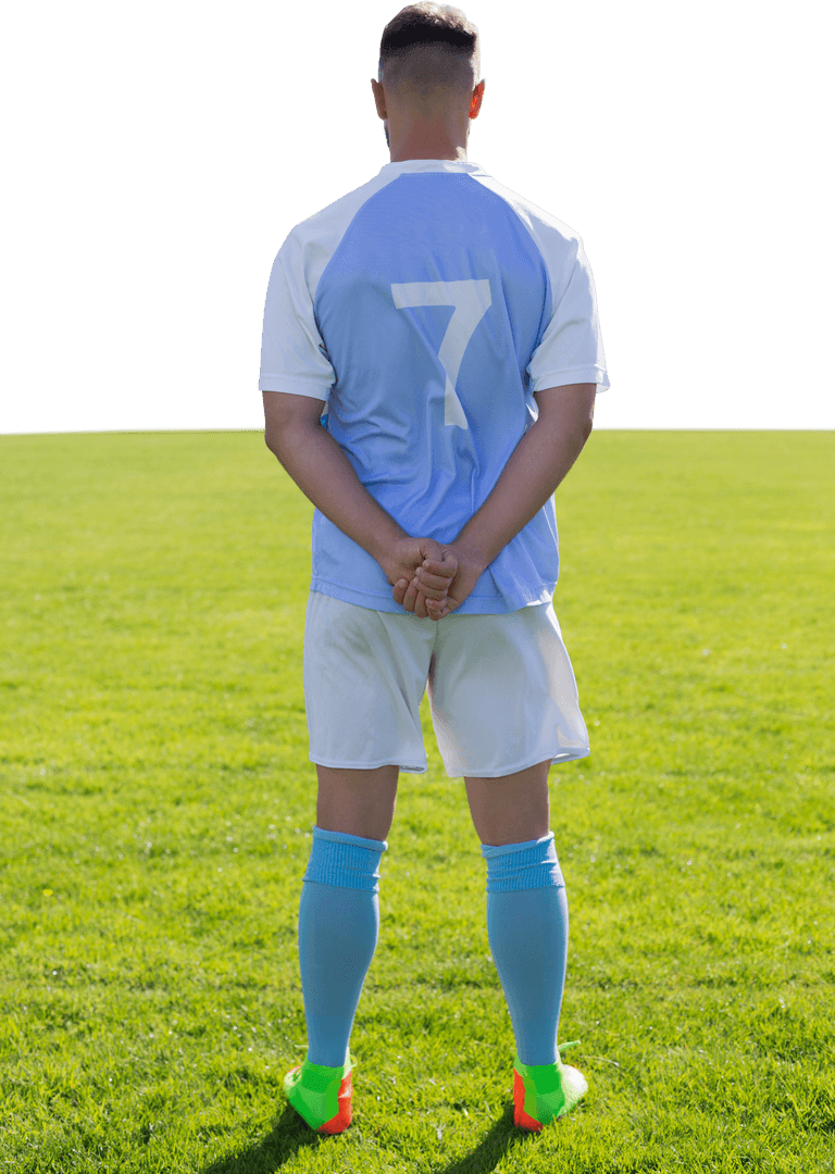 Transparent Background Soccer Player Rear View on Field