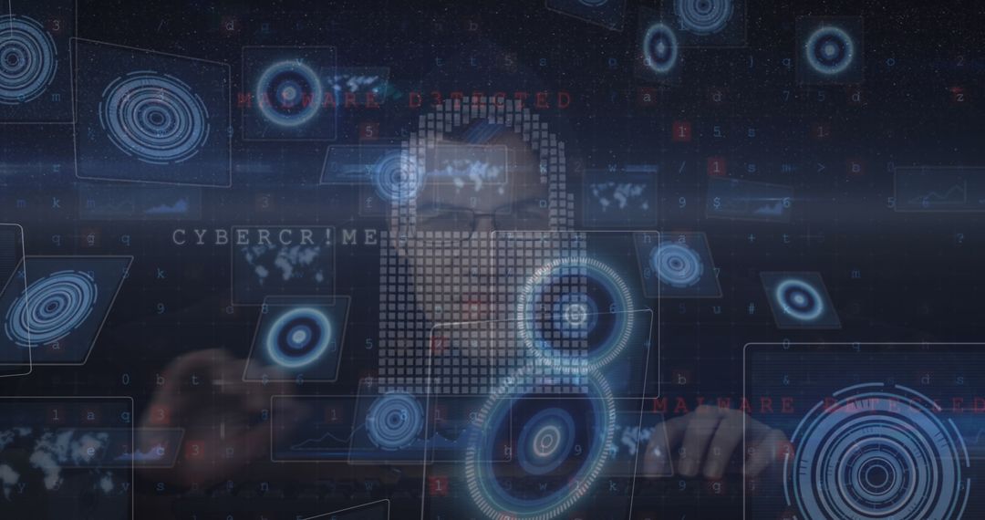 Cyber Threat Security with Hacker and Digital Interface