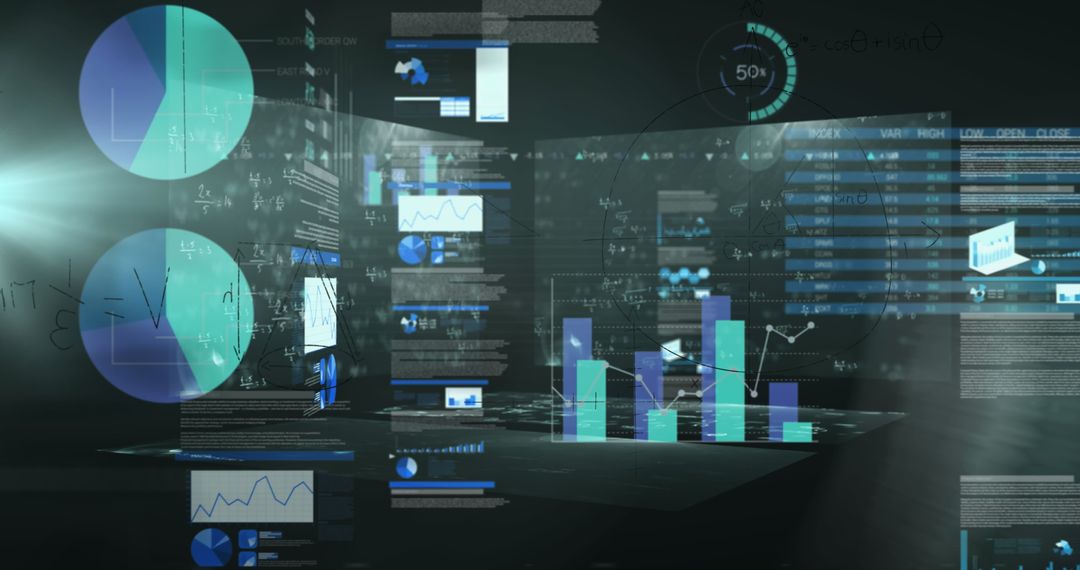Digital Data Visualization Overlay with Graphs and Charts