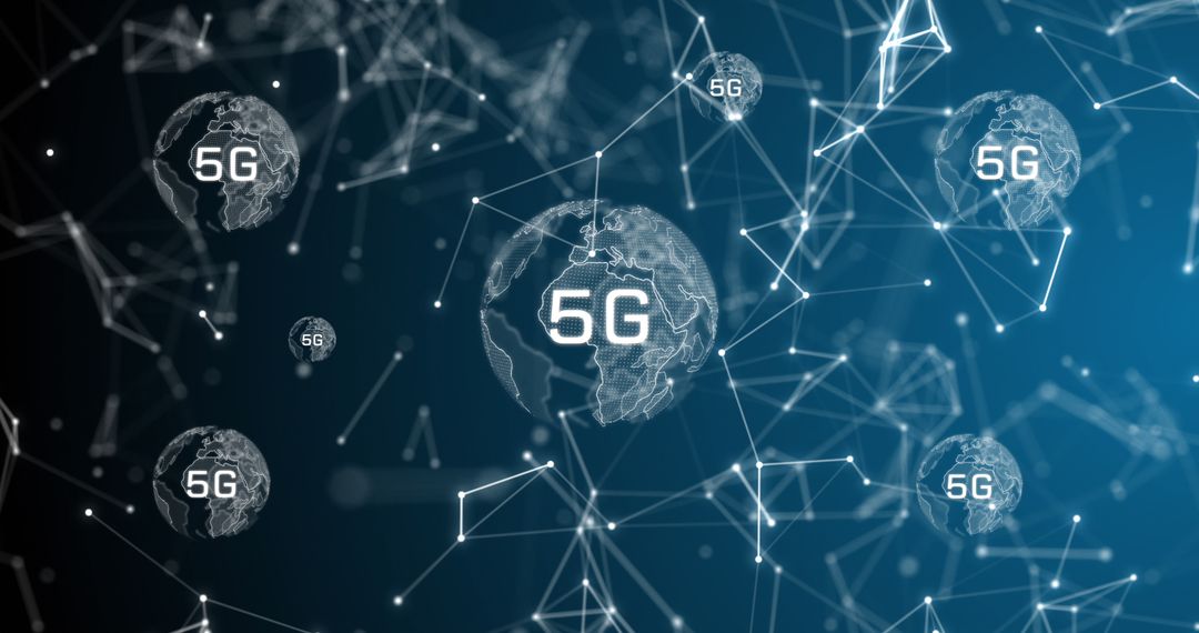 5G Network Technology with Rotating Digital Globes